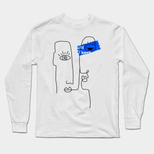 Abstract Picasso style One line art two face - C'est l'amour Long Sleeve T-Shirt